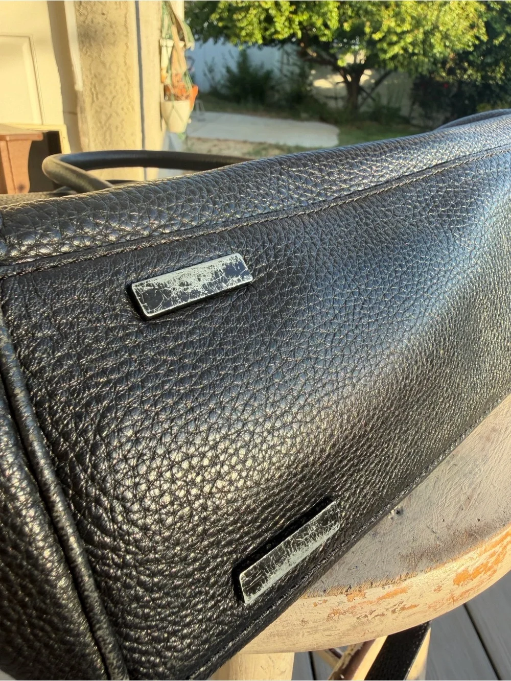 Rebecca Minkoff Black Pebbled Leather Satchel with Top Handles